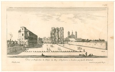 Whitehall. Etching by Israel Silvestre, 1640 by English School