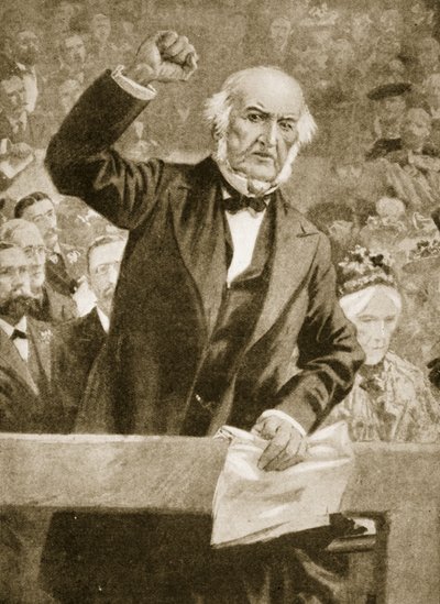 William Gladstone speaking at a meeting in Liverpool on 24th September 1896 by English School