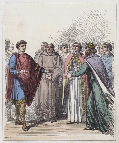 William of Normandy and Edward the Confessor by English School