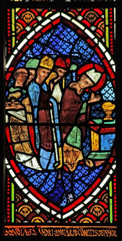 Window depicting a scene of the Mass by English School