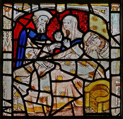 Window N4 depicting the Works of Mercy: visiting the sick by English School