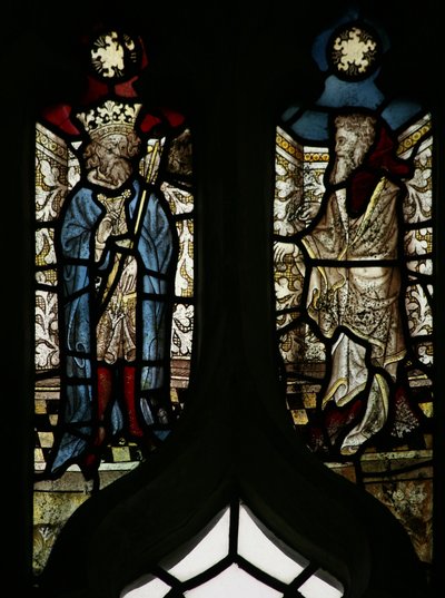 Window depicting a king and a prophet by English School