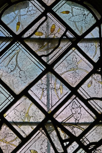 Window depicting quarry - oak design by English School