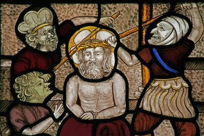 Window depicting the Mocking and Crowning with Thorns by English School