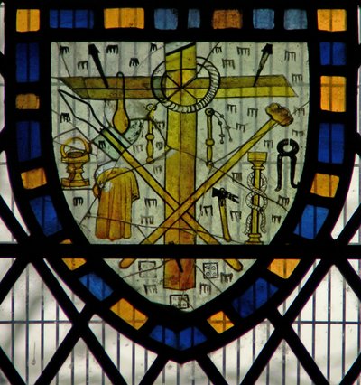 Window Ww depicting a Shield with the Instruments of the Passion by English School