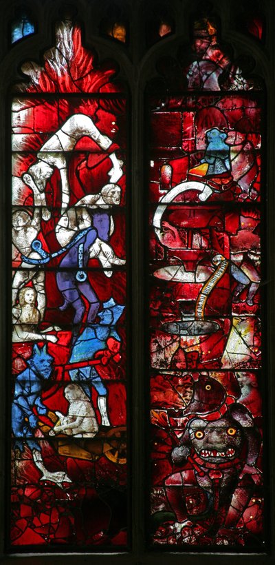 Window Ww depicting details of the Last Judgement by English School