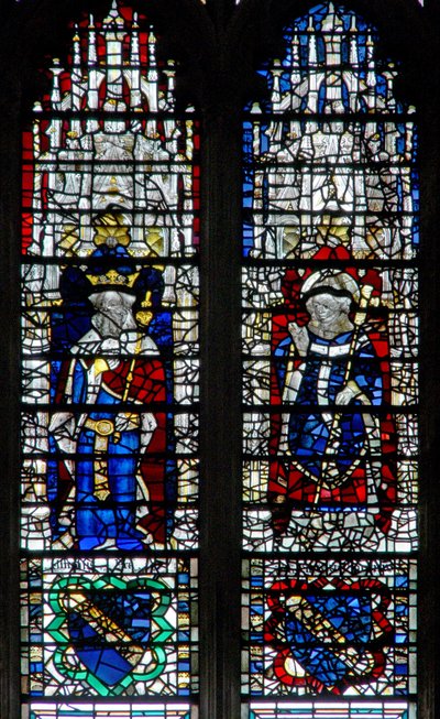 Window depicting a king and an archbishop by English School