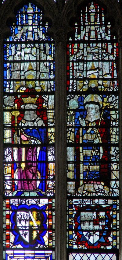 Window depicting a king and an archbishop by English School