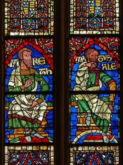 Window depicting a genealogical figure: Jared and Methuselah by English School