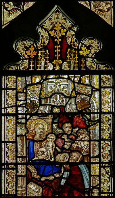 Window depicting the Adoration of the Shepherds by English School