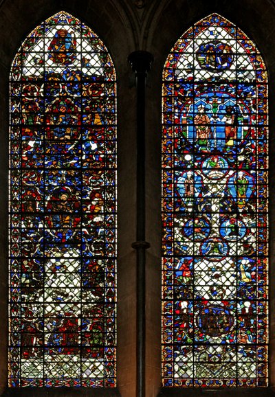 Window depicting the Tree of Jesse: and other scenes - recomposed window by English School