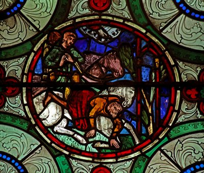 Window 16 depicting the Conversion of St Paul by English School