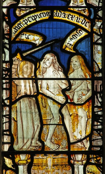 Window 1 depicting Adam and Eve expelled from Eden by English School