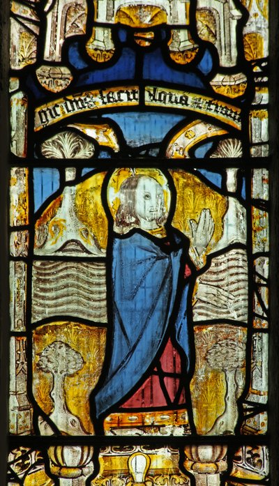 Window 1 depicting the Creation of the sea and dry land by English School