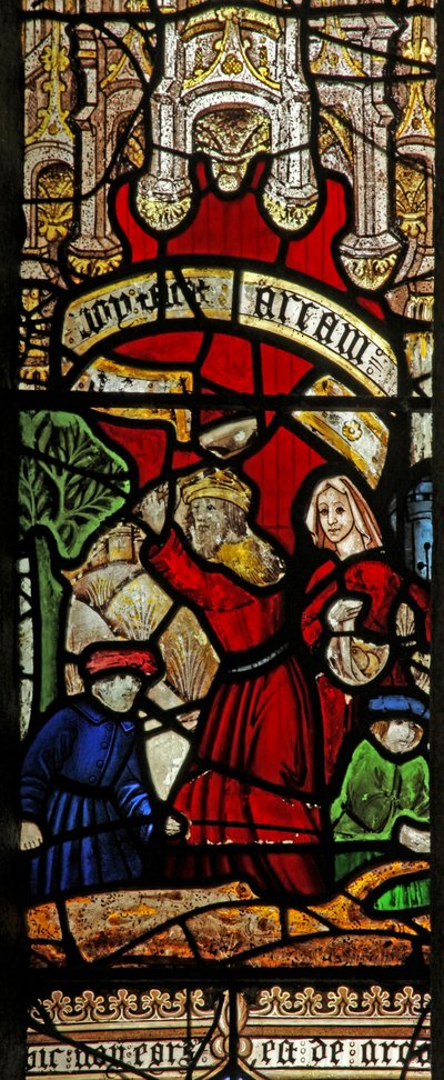 Window 2 depicting the Noah window: building the Ark by English School
