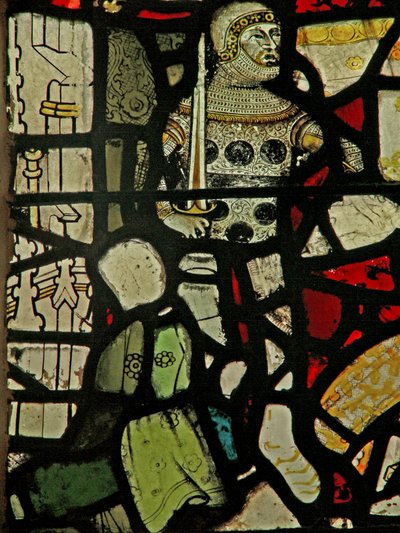 Window depicting a knight by English School