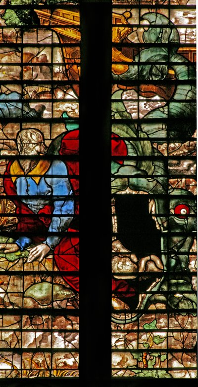 Window w16 depicting Jonah released by the whale by English School