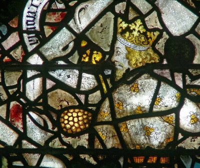 Window w16 depicting King Jeconiah on the Tree of Jesse by English School