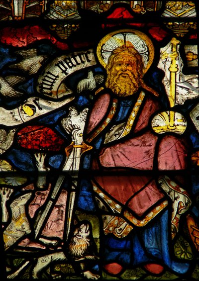 Window w24 depicting the Te Deum - God the Father and Creator by English School