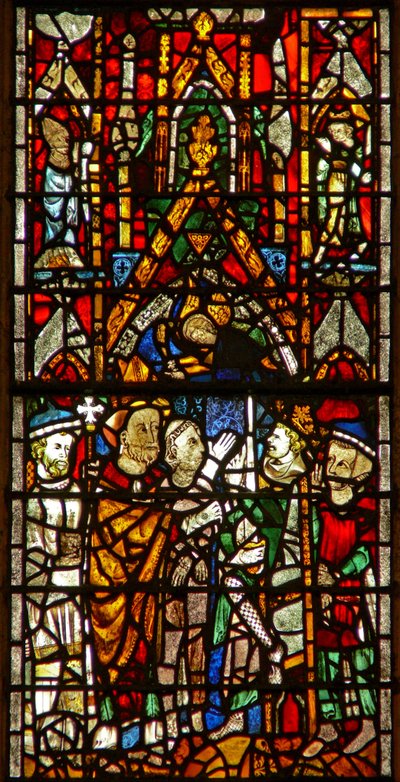 Window w26 depicting St Nicholas pleads with the Emperor by English School
