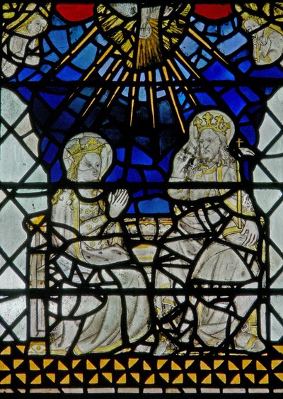 Window depicting the Coronation of the Virgin by English School