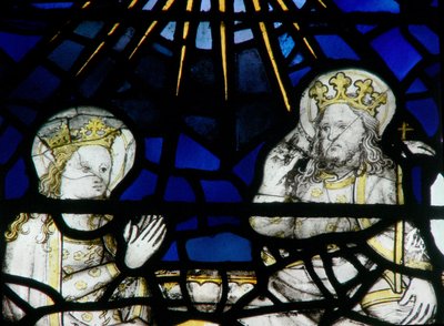 Window depicting the Coronation of the Virgin by English School
