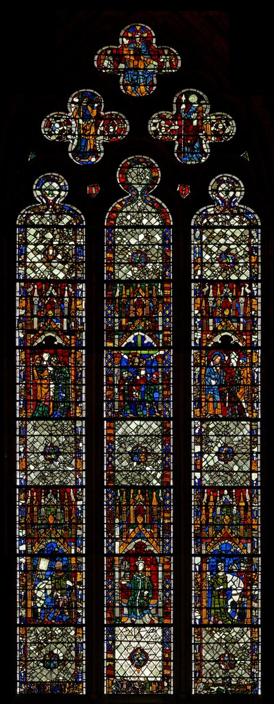 Window w40 depicting St Peter and Pilgrim window by English School