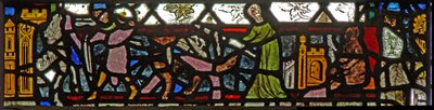 Window w40 depicting a border panel with a fox chase by English School