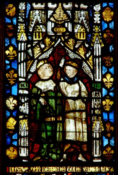 Window with two figures by English School