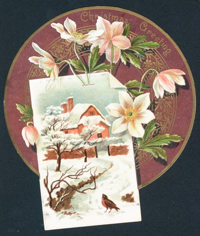 Winter Scene with Cottage and Robin by English School