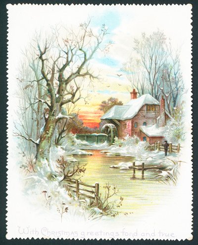 With Christmas greetings fond and true - Christmas card by English School