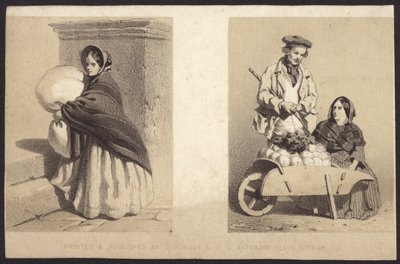 Woman Street Vendor Selling Vegetables from a Barrow by English School