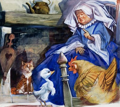 Woman with Farm Animals by English School