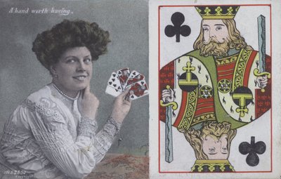 Woman with Playing Cards and the King of Clubs by English School