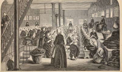 Work-room, on the Silent System, at the House of Correction, Tothill Fields, illustration from The Criminal Prisons of London and Scenes from Prison Life by Henry Mayhew and John Binny, pub. 1862 by English School