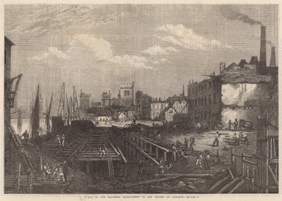 Works of the southern Embankment of the Thames at Lambeth by English School