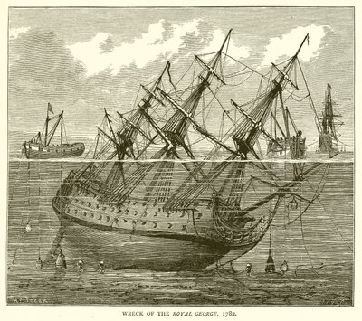 Wreck of the Royal George, 1782 by English School