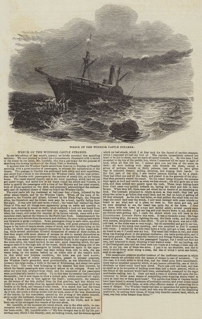Wreck of the Windsor Castle Steamer by English School