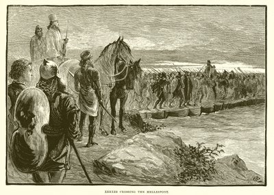 Xerxes Crossing the Hellespont by English School