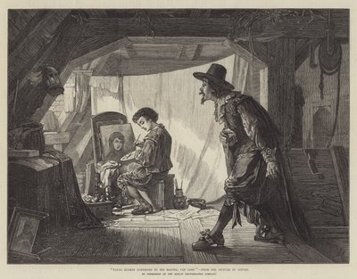Young Rubens surprised by his Master, Van Oort by English School