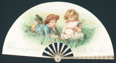 Young Girl and Boy Playing in the Grass by English School
