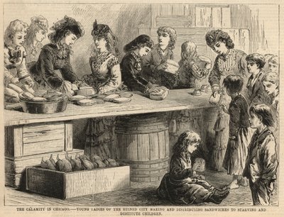 Young Ladies of the Ruined City Making and Distributing Sandwiches to Starving and Destitute Children by English School