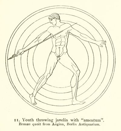 Youth Throwing Javelin with Amentum by English School