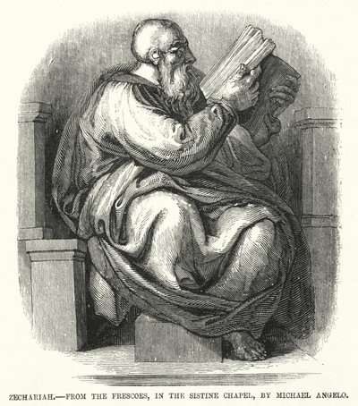 Zechariah, from the Frescoes, in the Sistine Chapel, by Michael Angelo by English School