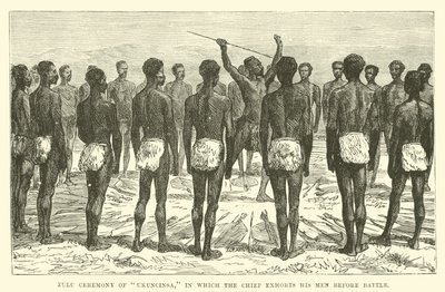 Zulu Ceremony of Ukuncinsa, in Which the Chief Exhorts His Men Before Battle by English School