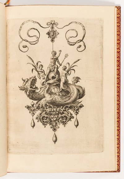Print, Plate 4, from Bullarum Inaurium etc. Archetypi Artificiosi Pars Altera (Pendants, Earrings, etc. Designs of the Most Skillful Nature, Part Two) by Engraved by Adriaen Collaert
