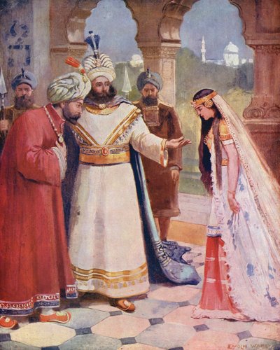 The King Presents Sindbad to a Lady of the Court by Enoch Ward