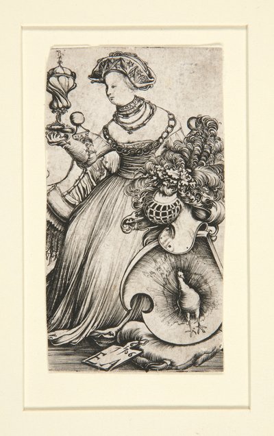 Woman and a Coat of Arms with a Peacock by Erhard Altdorfer
