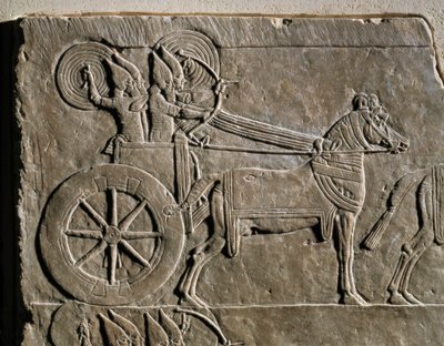 Assyrian war chariot with charioteer by Erich Lessing