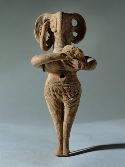 Nude Female Idol Holding a Tambourine by Erich Lessing